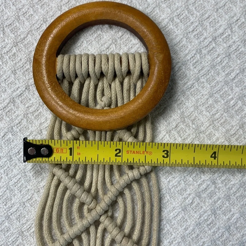 Woven corded boho belt with wooden buckle
